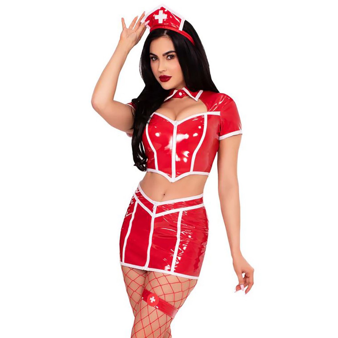 INFERMIERA 4 PZ COSTUME TRAVESTIMENTO SEXY IN...