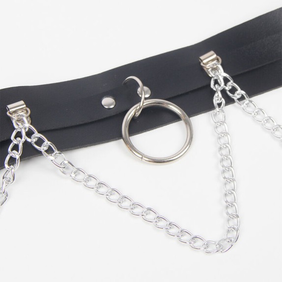 HARNESS CINTURA REGGICALZE CON GIARRETTIERA REMOVIBILE E CATENELLE ARGENTATE