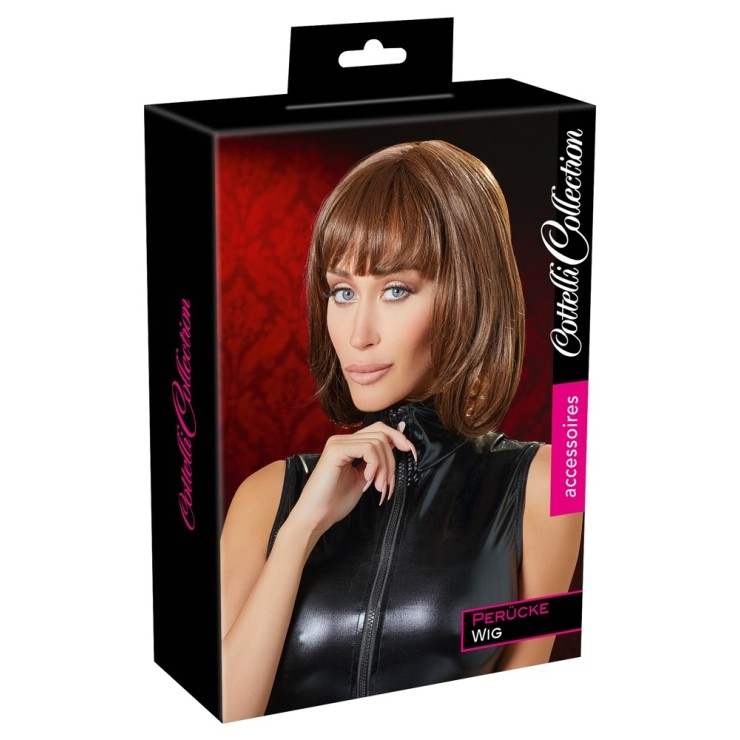 PARRUCCA SEXY A CASCHETTO CASTANO PER TRAVESTIMENTI-OF