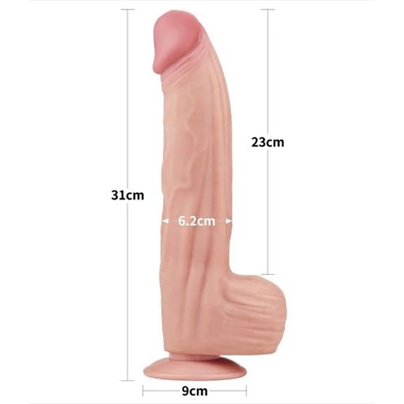 FALLO REALISTICO KING SIZED CON PELLE SCORREVOLE 12" LOVETOY-OF