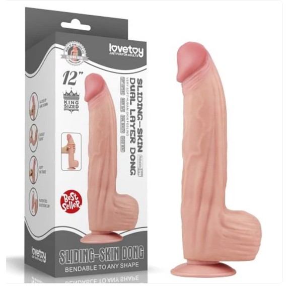 FALLO REALISTICO KING SIZED CON PELLE SCORREVOLE 12" LOVETOY-OF