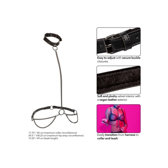 HARNESS & COLLARE GUINZAGLIO ACCESSORIO 2 IN 1 PELLE VEGANA