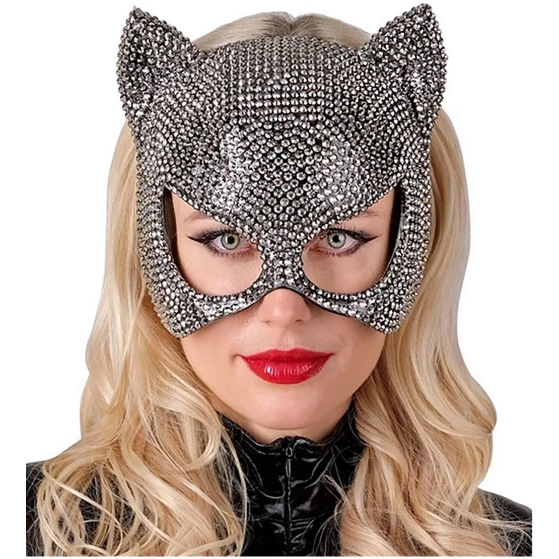 MASCHERA DA GATTO SEXY RIGIDA CON STRASS