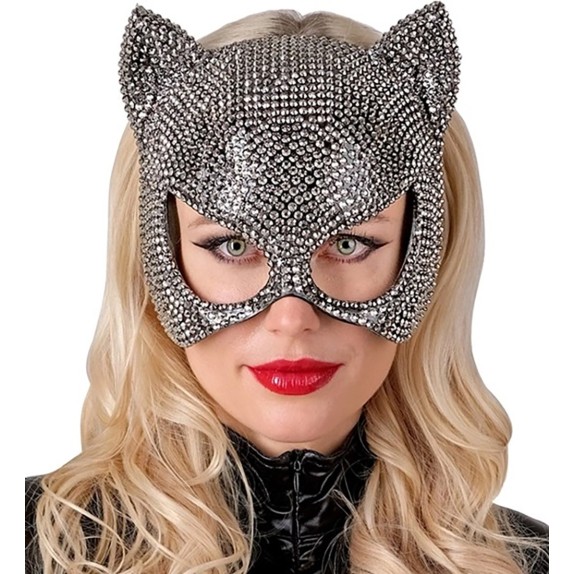 MASCHERA DA GATTO SEXY RIGIDA CON STRASS