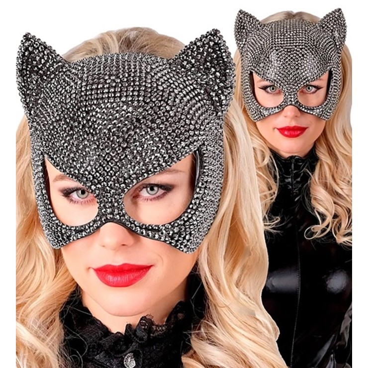 MASCHERA DA GATTO SEXY RIGIDA CON STRASS 2