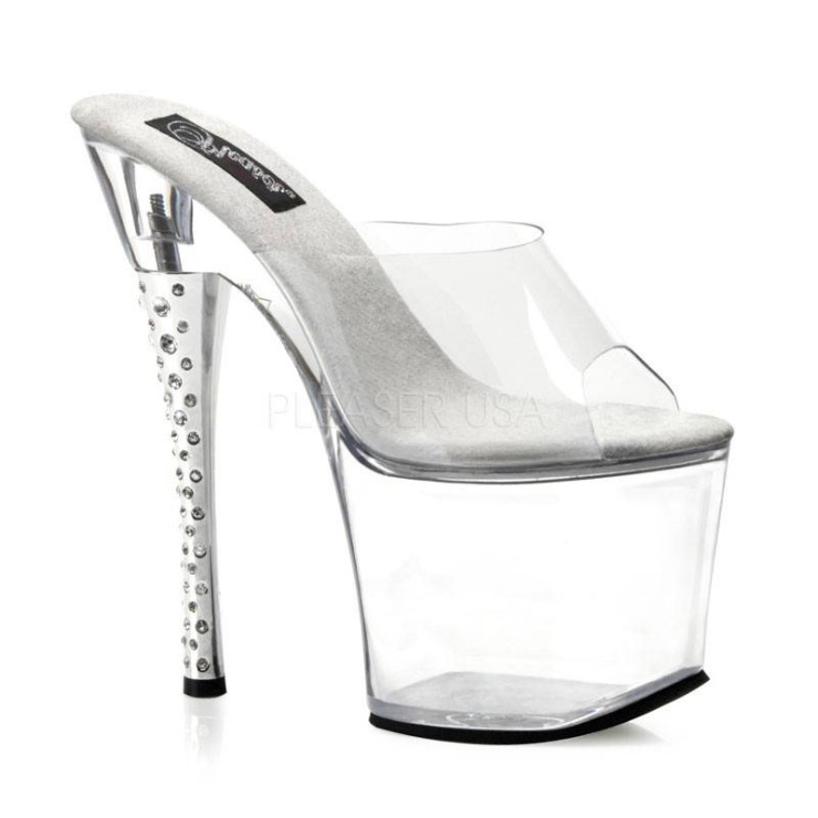 SANDALI SEXY TACCO 18/19 CM CON STRASS E TOMAIA TRASPARENTE