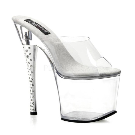 SANDALI SEXY TACCO 18/19 CM CON STRASS E TOMAIA TRASPARENTE