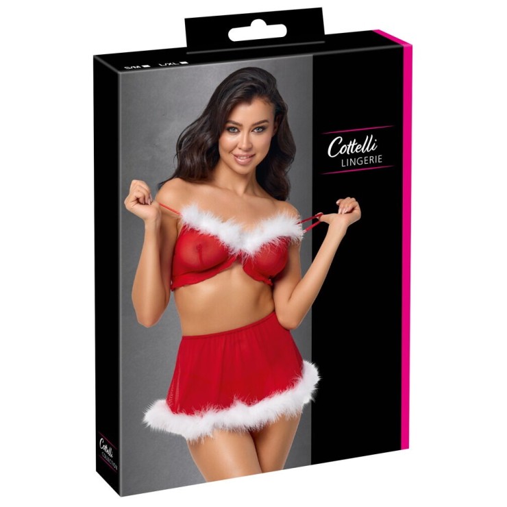 BABBA NATALE SEXY SET 3 PEZZI PER DONNA IN TULLE CON GONNA