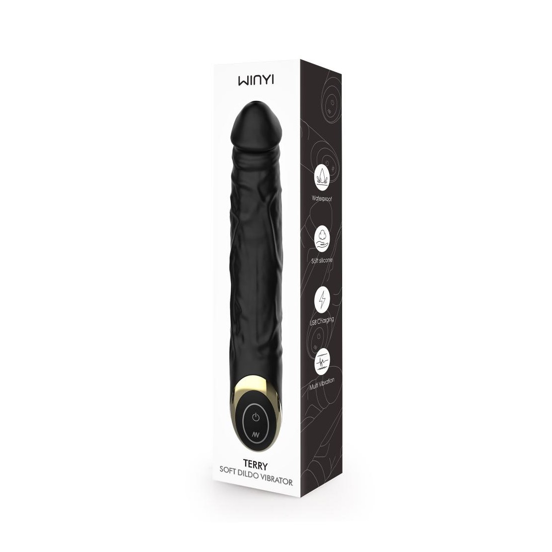 SEX TOY FALLO VIBRANTE IN SILICONE MORBIDO NERO...