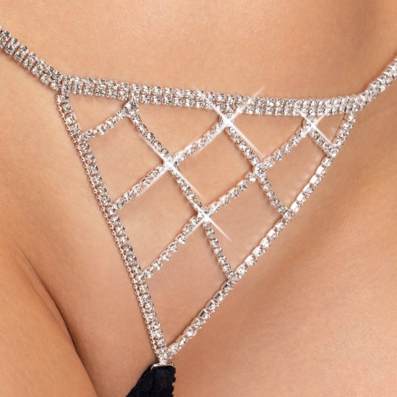 PERIZOMA APERTO SEXY PER DONNA CON TRIANGOLO DI STRASS