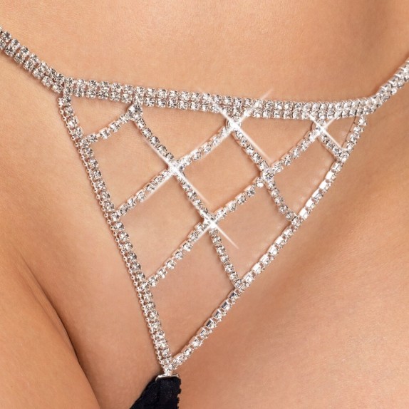 PERIZOMA APERTO SEXY PER DONNA CON TRIANGOLO DI STRASS
