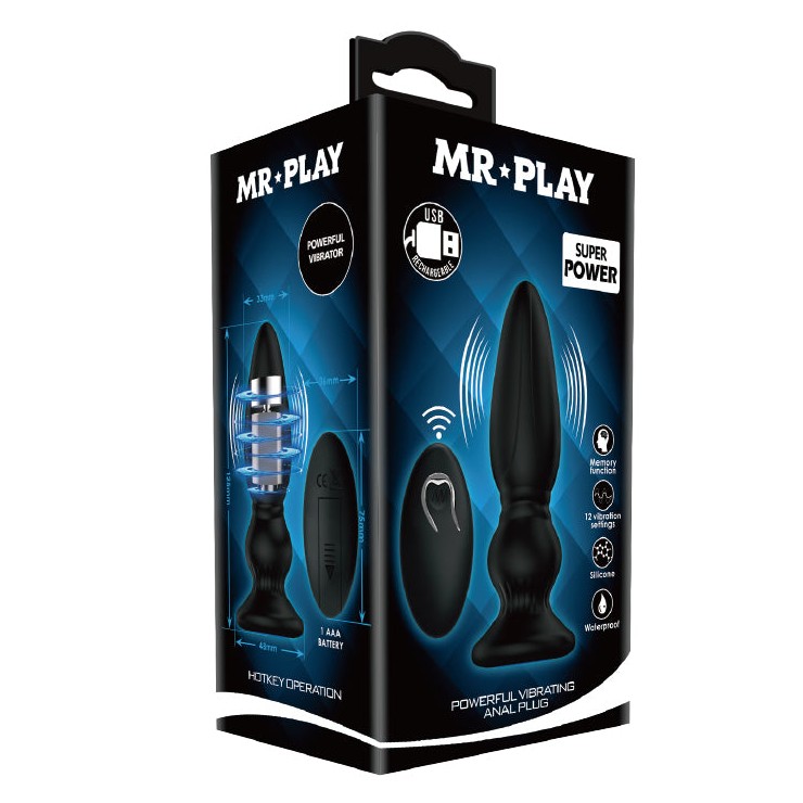 TAPPO ANALE VIBRANTE 12,5 CM CON TELECOMANDO DEEP VIBE...