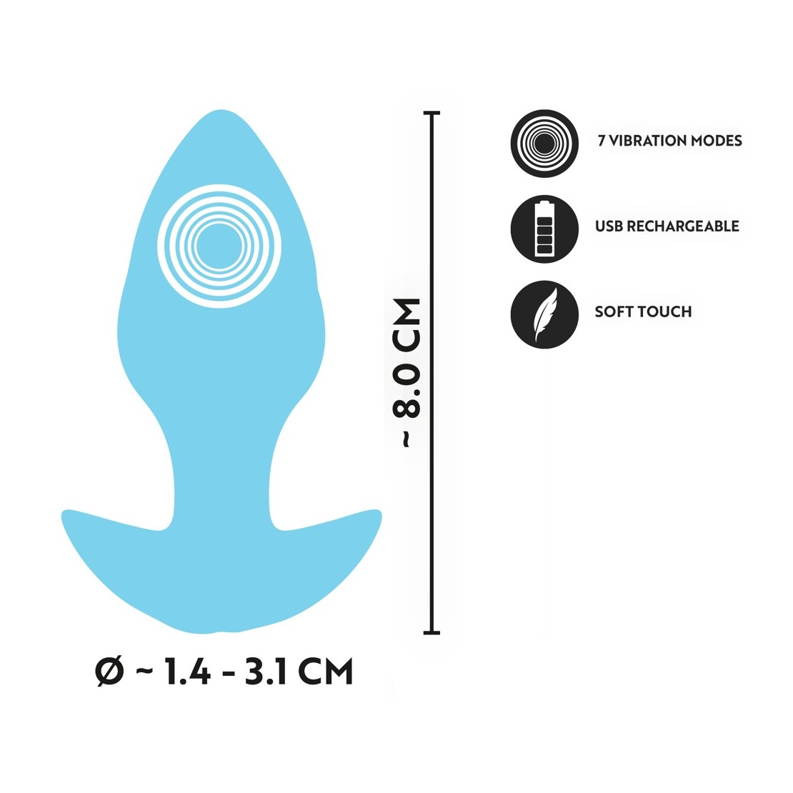 MINI PLUG ANALE VIBRANTE 8 CM CON 7 MODALITA'...