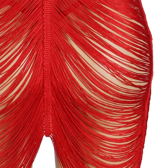 MINI ABITO ROSSO SEXY PER DONNA IN TESSUTO A FRANGE