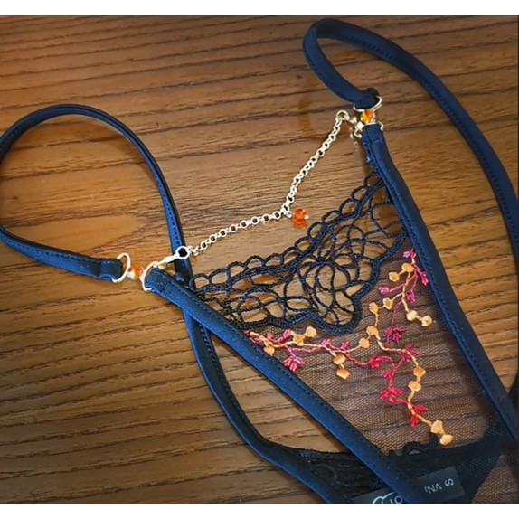 PERIZOMA MINI SEXY RICAMATO PER DONNA DI QUALITA' CON CATENELLA LOLA LUNA