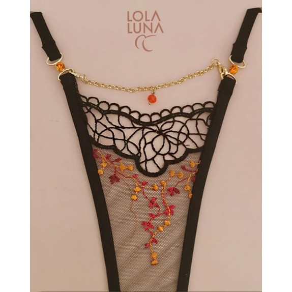 PERIZOMA MINI SEXY RICAMATO PER DONNA DI QUALITA' CON CATENELLA LOLA LUNA