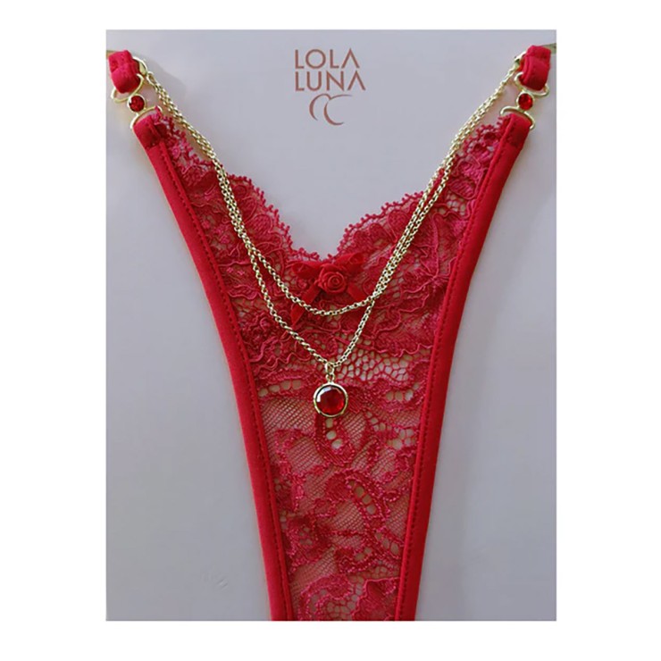 CARMEN PERIZOMA SEXY DA DONNA IN PIZZO ROSSO CON PENDENTE... 2