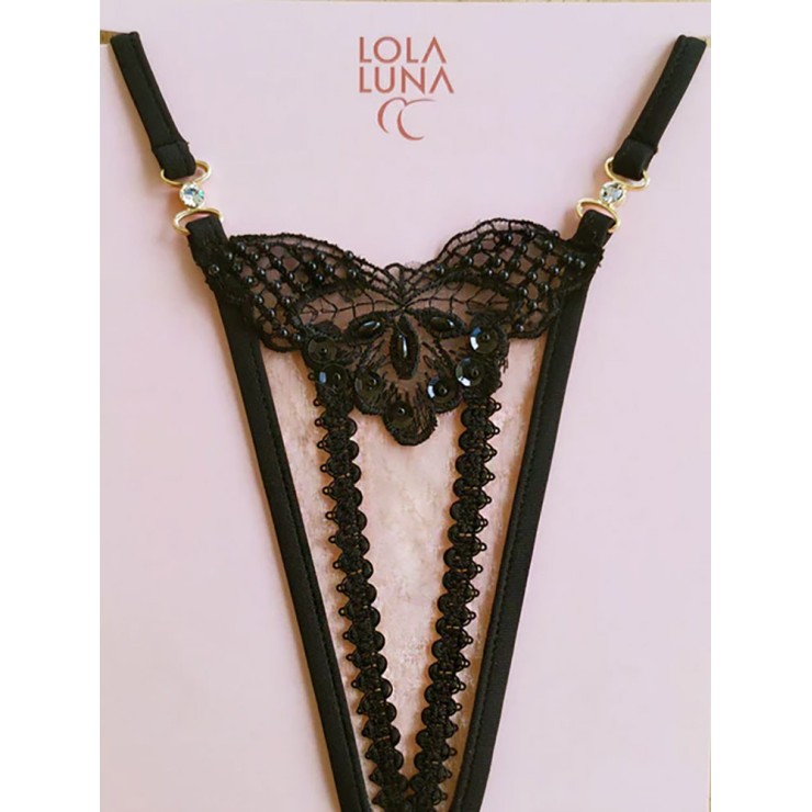 PERIZOMA SEXY DI ALTA QUALITA' PER DONNA NERO CON PERLINE...