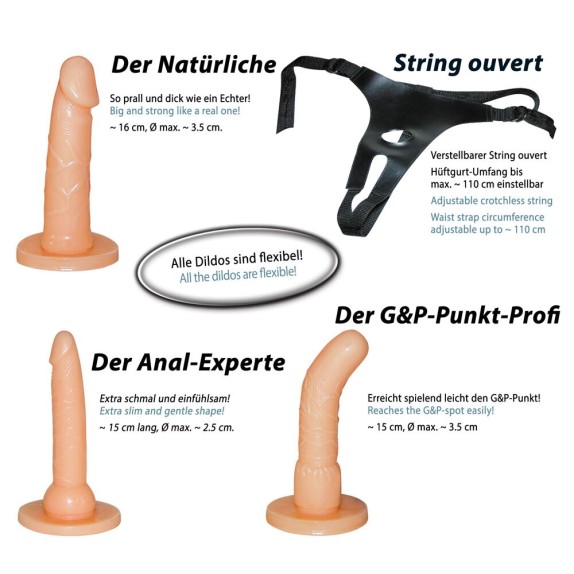 STRAP-ON PROTESI PER DONNA CON 3 FALLI INTERCAMBIABILI E MUTANDINA