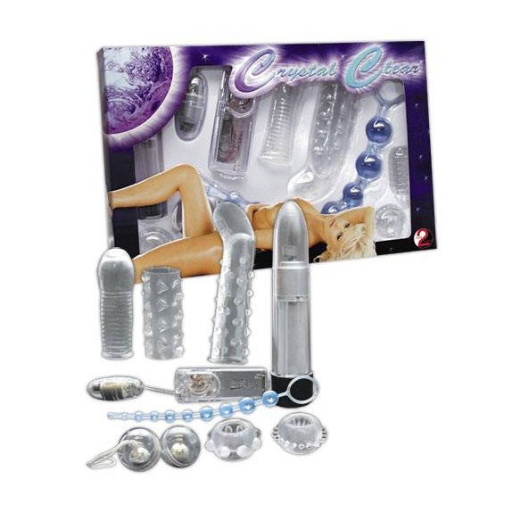 KIT DI VIBRATORI SEXY PER LA COPPIA SET 10 PEZZI CRYSTAL CLEAR