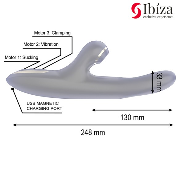 VIBRATORE RABBIT CON MOVIMENTO APETURA INTERNA E SUZIONE IBIZA