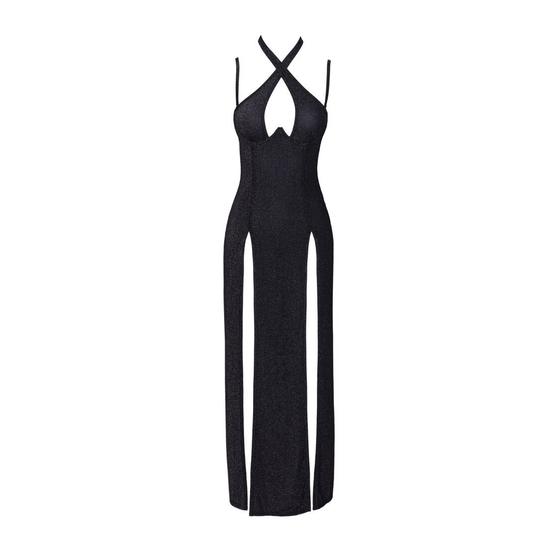 ABITO LUNGO IN LUREX SEXY PER DONNA CON SCOLLO...