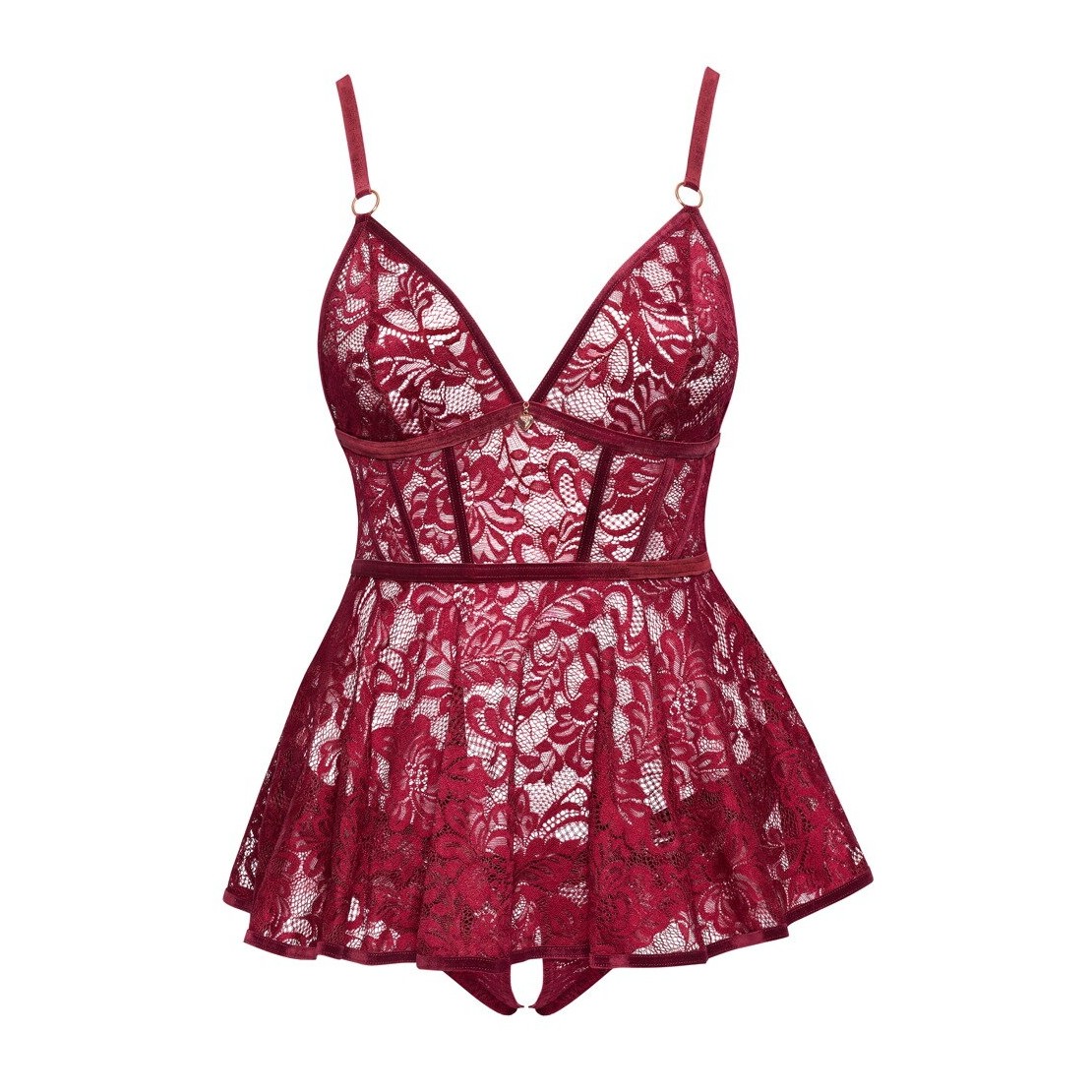 BABYDOLL SEXY DONNA CON SLIP APERTO BORDEAUX...