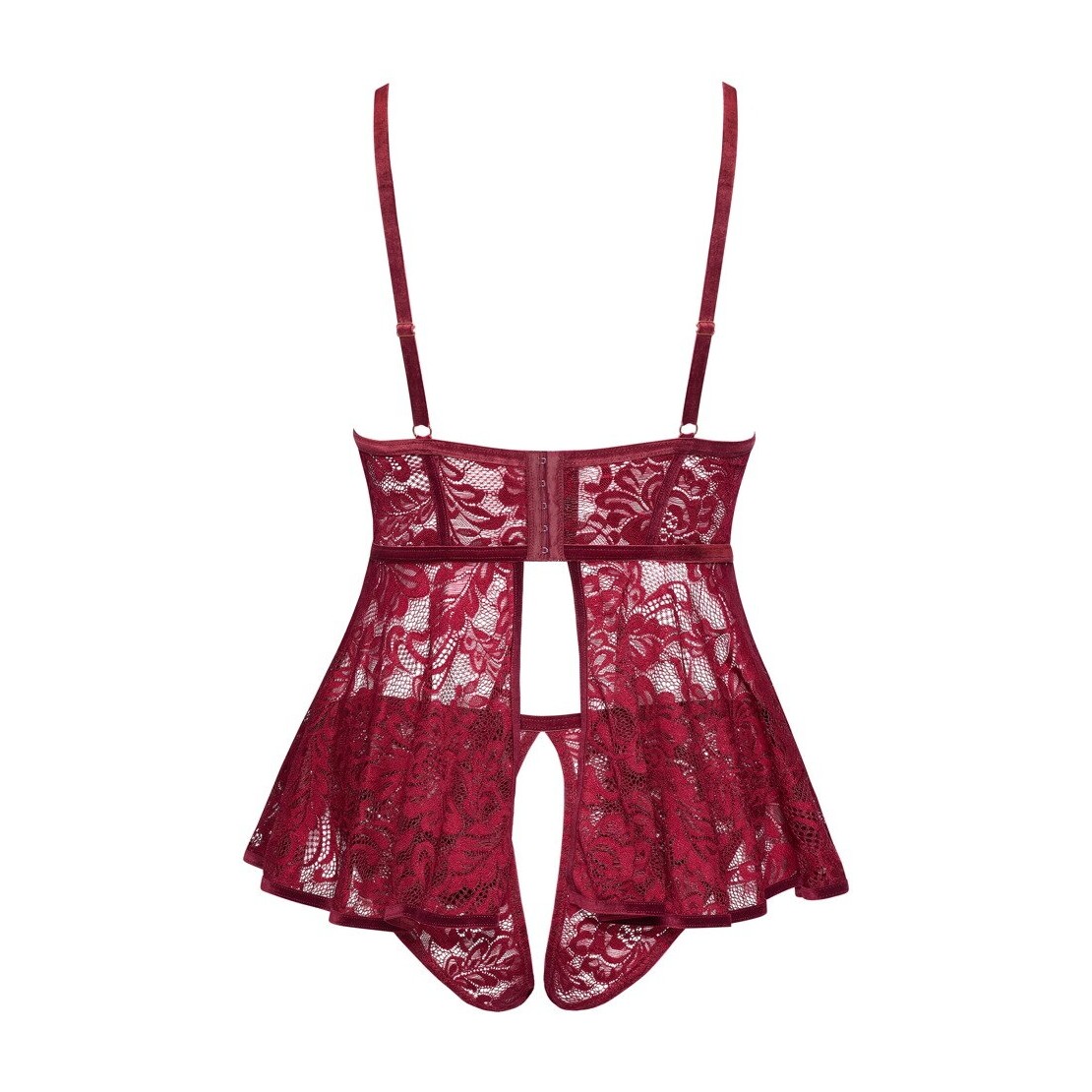 BABYDOLL SEXY DONNA CON SLIP APERTO BORDEAUX...